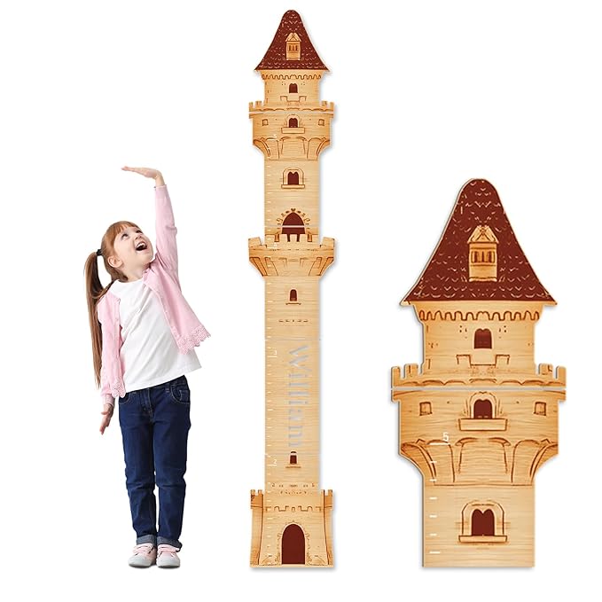 Personalized Name Growth Chart, Castle Height Chart, Customized Name Measuring Board for Kids Height 61.8" x 9.7"
