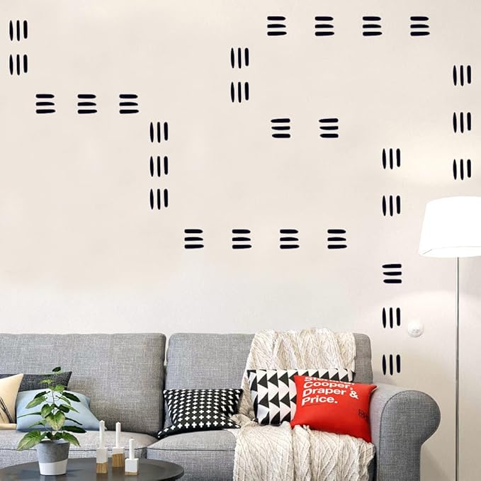 Boho 3 Lines Black Vinyl Wall Decals Modern Irregular Stripe Line Wall Stickers for Living Room Bedroom Office Home Wall Decor