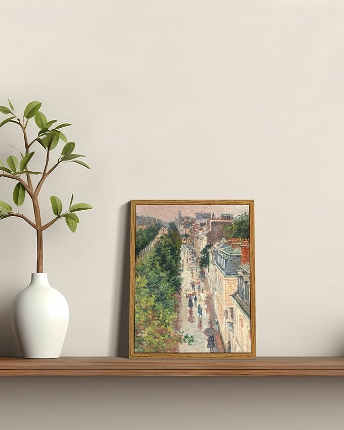 ARPEOTCY Vintage Framed Canvas Print Wall Art, 8x10 inch, French Street Scene Cityscape Country Art Home Decor, Aesthetic Room Decor, Natural Scenery Wall Decoration for Living Room, Bathroom, Office