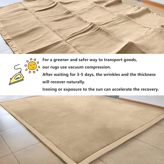 Loartee Coral Velvet Crawling Rug (5.0'x 6'8", Brown) for Toddler Children Play Area Rug Yoga Mat Exercise Pad