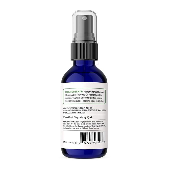 Legendairy Milk Pumping Spray 4 oz., Helps Sore Nipples & Clogged Ducts, Organic Lubricant for Breast Shields and Flanges, Vegan Breast Pump Spray, Natural & Lanolin-Free, Made in USA