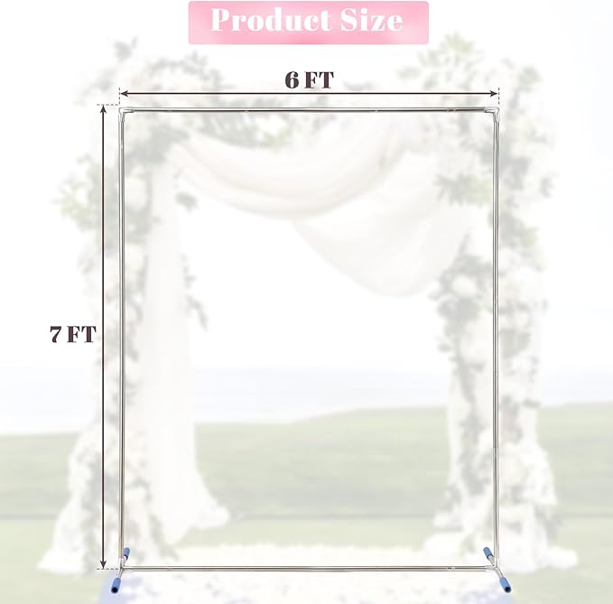 Wedding Arch Backdrop Stand,7x6 FT Metal Arch Backdrop Stand for Ceremony, Stainless Steel Square Backdrop Stand for Parties,Wedding,Birthday,Anniversary,Baby Shower,Garden Decorations