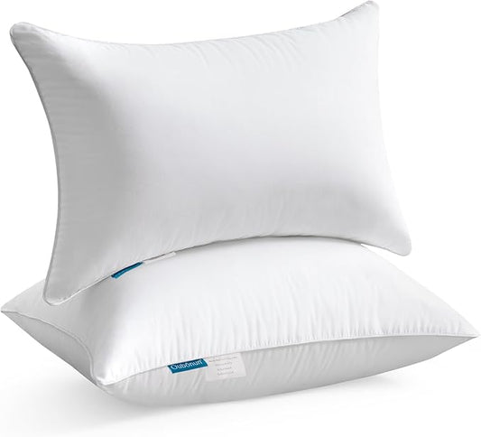 Oubonun 16 x 24 Pillow Inserts (Set of 2) - Lumbar Pillow with 100% Cotton Cover - Rectangle Square Interior Sofa Pillow Inserts - Decorative Pillow Insert Pair - White Couch Pillow