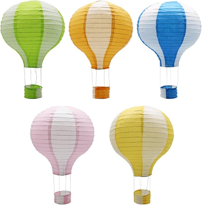 ADLKGG Hanging Hot Air Balloon Paper Lanterns Set Party Decoration Birthday Wedding Christmas Party Decor Gift, 12 inch, Pack of 5 Pieces