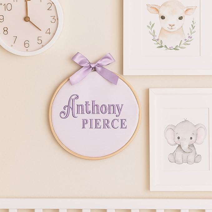 Personalized Baby Name Sign Welcome Baby Announcement Sign Newborn Baby Embroidery Hoop with Bows Baby Hospital Name Sign Custom Infant Baby Name Baby Shower Gifts (15)