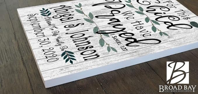 For This Child We Have Prayed Sign PERSONALIZED Nursery Decor Gift Wall Art 1 Samuel 1:27 Sign CUSTOM For New Baby Boy or Girl's Room