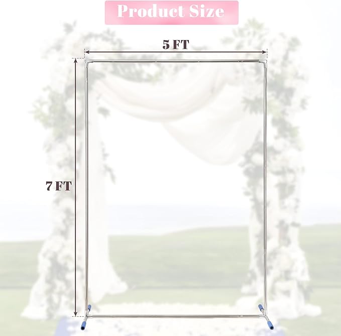 Wedding Arch Backdrop Stand,7x5 FT Metal Arch Backdrop Stand for Ceremony, Stainless Steel Square Backdrop Stand for Parties,Wedding,Birthday,Anniversary,Baby Shower,Garden Decorations