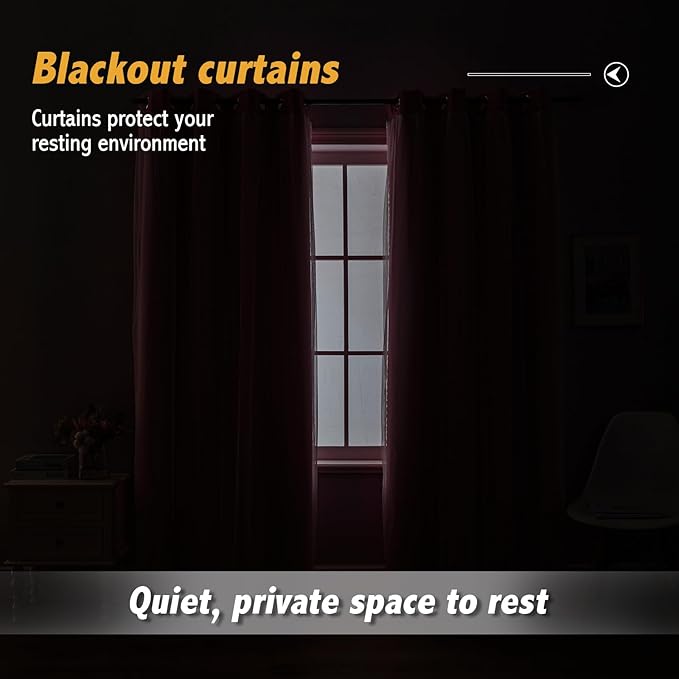 Anytime Home Curtains Blackout and Sheer Layered Solid Window Curtain Panel Pair with Grommet Top, 52Wx95L,Pink