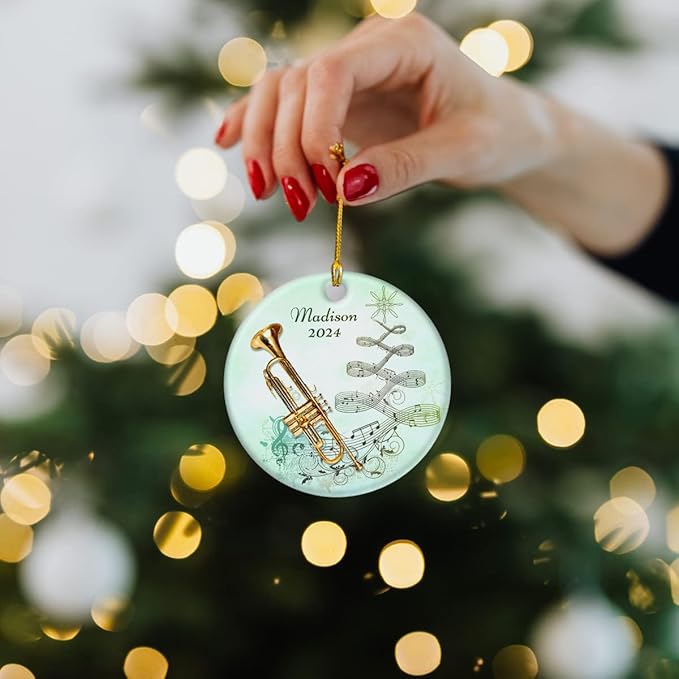 wowcugi Trumpet Ornament Personalized Instrument Ornaments for Christmas Tree Xmas Tree Decorations Keepsake Gifts for Band Instruments Music Lovers