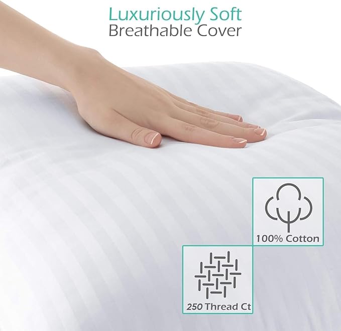 Nestl Cooling Memory Foam Pillow with Down Alternative Pillows Combo Set - Queen Size Set of 2, 1 Soft and 1 Firm, Adjustable for Side, Back, Stomach Sleepers, Breathable Washable Bed Cover, 20”x30”