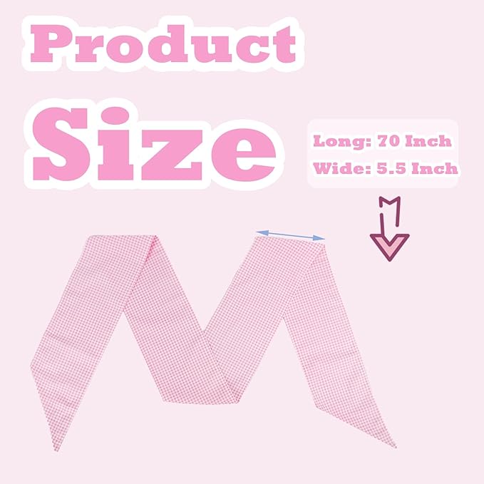Newborn Swaddle Sash, Soft Cotton Bow Decorative Strap for Swaddles, Adorable Maternity Bow Sash, 70x5.5 Inch, Pink Plaid
