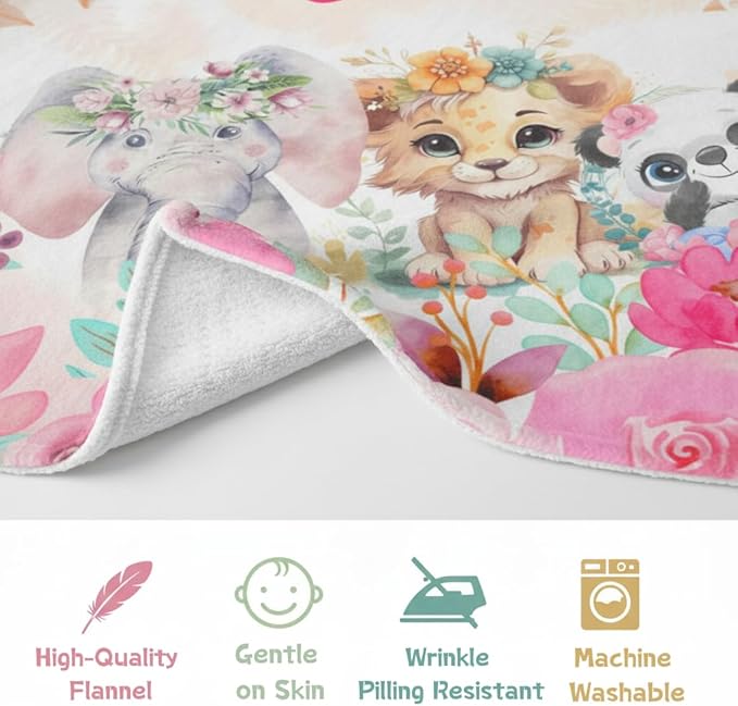 Personalized Baby Blanket, Customized Easter Blanket with Names, Jungle Animal Blanket for Toddler, Custom Easter Baby Blanket for Boys, Girl & Kids, Baby Boy Newborn Soft
