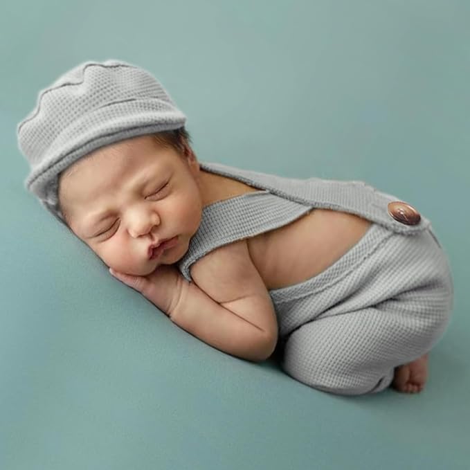 Holibeat Newborn Boy Photography Props Baby Boy Photo Shoot Outfits Infant Gentleman Romper Suits with Hat