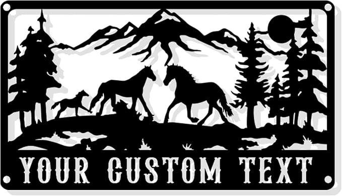 Personalized Horse Metal Cabin Sign, Custom Family Name Sign, Custom Signs Outdoor Metal, Personalized Camping Signs, Cabin Decor, Porch Decor
