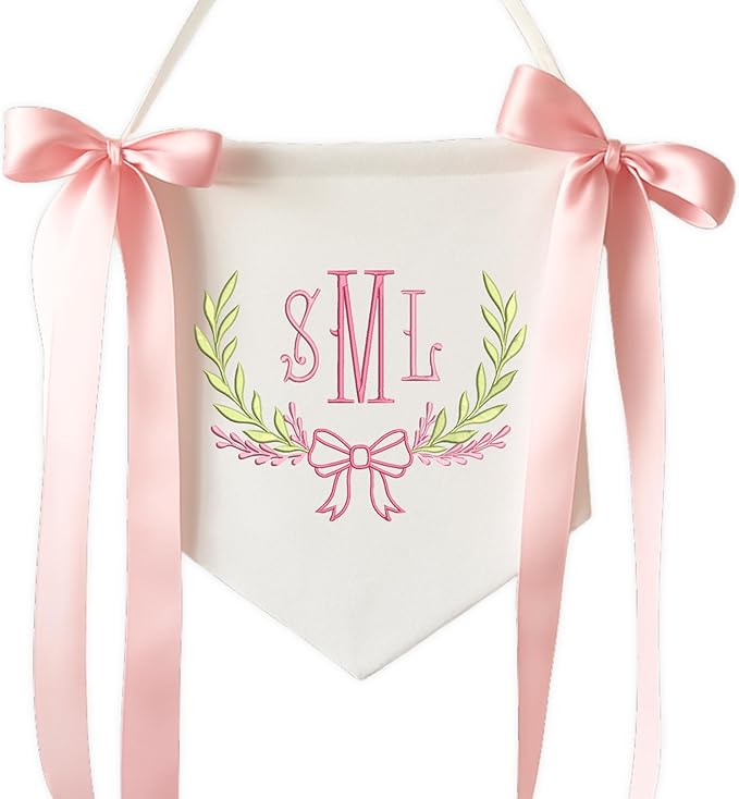 EMBROIDERED Name Baby Banner, Baby Flag with Monogram Name, Personalized Baby Name Sign, Customizable Baby Name, Baby Announcement Sign for Hospital (01)