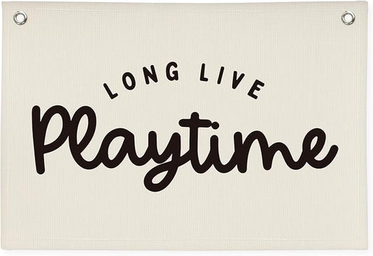 Playroom Decor,Long Live Playtime Linen Hanging Banner Flag Decor for Nursery Playroom Toddler Kids Room Decor, Classroom Decorations,Classroom Must Haves 30x20 playtime