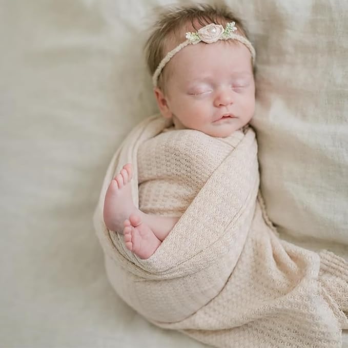 Newborn Photography Props for Baby Boys and Girls Newborn Wraps for Infant Baby Photoshoot Waffle Texture Knit Blanket