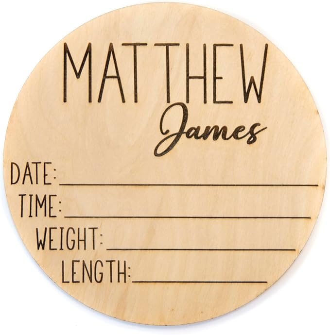 Wooden Baby Birth Announcement Sign, Announcement Sign for New Baby, Birth Announcement Sign for Hospital, Baby Name Announcement Sign, Baby Arrival Sign for Hospital (Double Sided)
