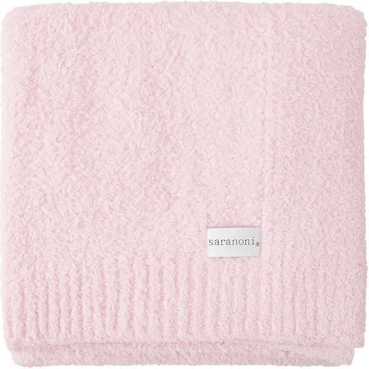 SARANONI Bamboni Luxury Baby Blanket | Cozy & Soft Plush Receiving Blankets | Perfect for Girls & Infant Baby Boy Blankets | Light Pink - 30” x 40”