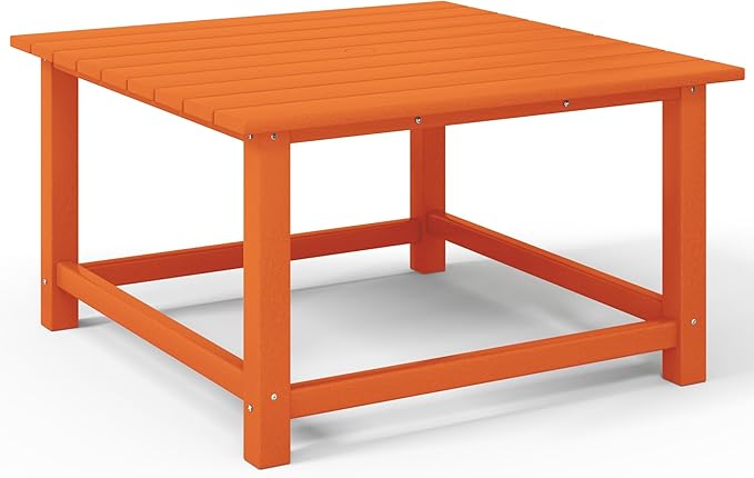 Costaelm Outdoor Kids Table, Toddler Dinner Table Baby Desk Outdoor Childrens Party Tables for Arts & Crafts, Snack Time, Multi-Activity Desk for Ages 2-8 in Classroom/Outside, Orange