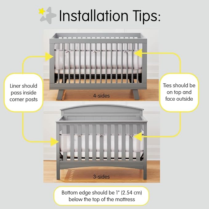 BreathableBaby Breathable Mesh Liner for Full-Size Cribs, Classic 3mm Mesh, Owl Fun Gray (Size 4FS Covers 3 or 4 Sides)