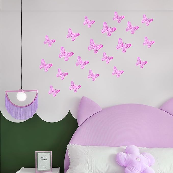 36PCS Butterfly Wall Decals - Purple Butterflys Stickers Mural Wall Decor Home Decor Kids Room Bedroom Decor Living Room Decor, Removable Reusable Stickers
