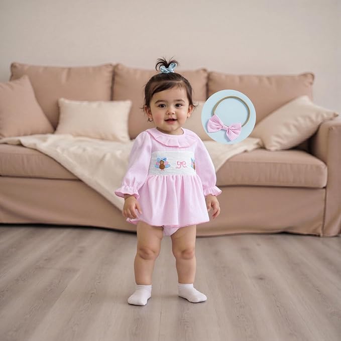 Giraropa Baby Girl Fall Winter Clothes Long Sleeve Romper Dress + Socks + Headband Newborn Infant Cute Casual Outfits