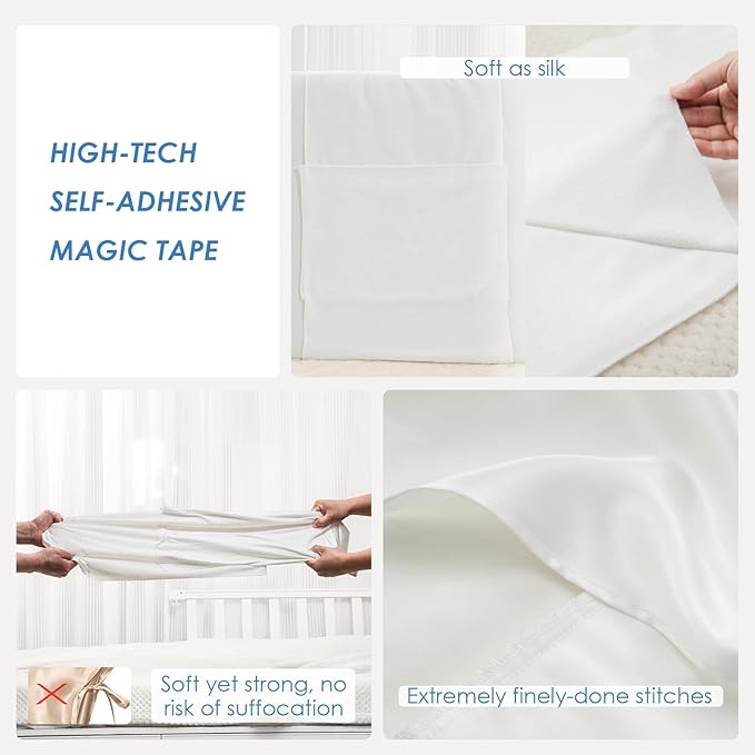 PROMEED 2 Pack 23 Momme Silk Crib Slip for Baby Hair, No More Bed Head and Baby Bald Spots, 100% Silk Crib/Bassinet Sheets for Baby Boy/Girl (White)