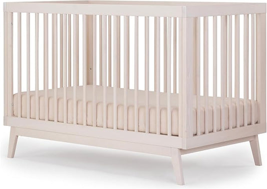 dadada Baby Soho 3 in 1 Convertible Wooden Crib to Toddler Bed - Made in Italy, GREENGUARD Gold Certified, Baby-Safe Finish, Sustainable Beech Wood, Modern Design, 3 Adjustable Heights (Natural Wash)