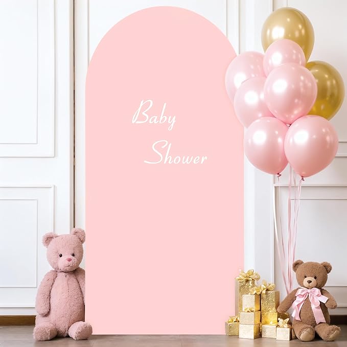 Dusty Rose Arch Backdrop Cover, 7.2FT Stretchy Fitted Wedding Arch Stand Covers 2-Sided Round Top Chiara Arch Backdrop Cover for Wedding Ceremony Birthday Party Baby Shower Banquet Decoration