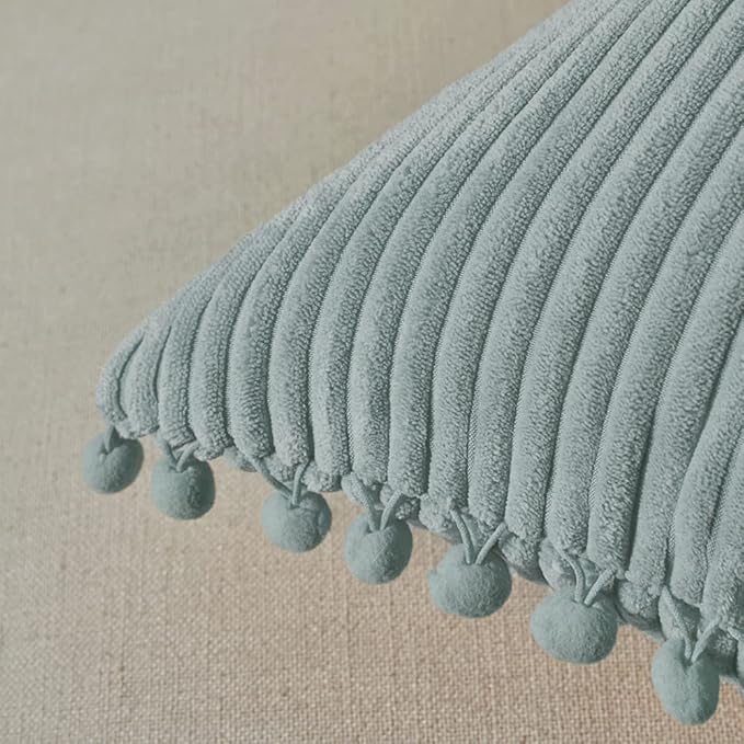 Fancy Homi 26x26 Pillow Covers Set of 2, Euro Pillow Covers with Pom-poms, Grey Blue Big Throw Pillow Covers for Couch Bedroom 66x66 cm
