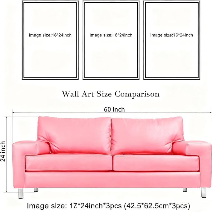 MTFBWY Floral Canvas Wall Art Flower Framed Art Prints Set of 3 Pink Wildflower Printing Botanical Nursery Pictures Wall Decor Artwork for Living Room Bedroom Bathroom 16x24in