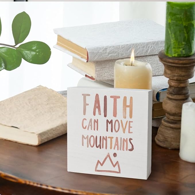 Boho Neutral Baby Girl Boy Nursery Decor - Inspirational Bible Verse Decor Wood Box Sign Desk Decor, Toddler Boy Girl Room Decor, Christian Desk Decor, Bible Verse Decor, 5x5