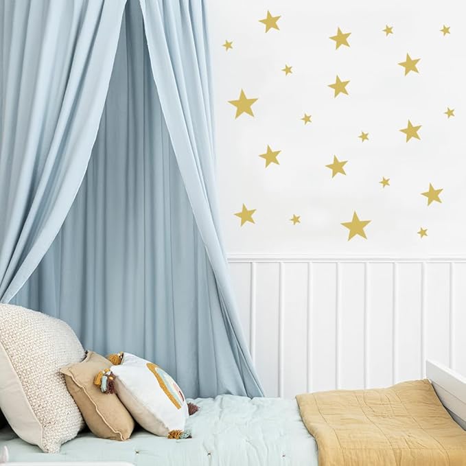 155 Pcs Gold Star Wall Decals - Decorative Stickers for Nursery, Kids Room, Bedroom (1-4 Inch, Mix Sizes)