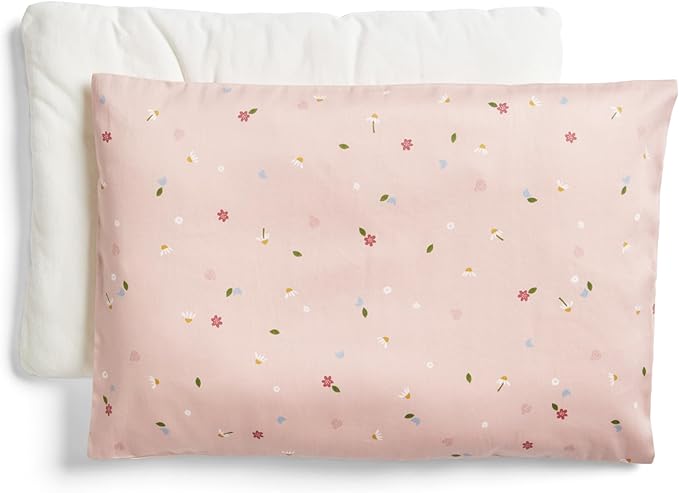 ergoPouch Organic Toddler Pillow and Cover – Low-Profile 1" Design for Proper Neck Alignment, Soft & Durable GOTS-Certified Cotton, Machine Washable, Breathable & Gentle on Skin (Daisies)