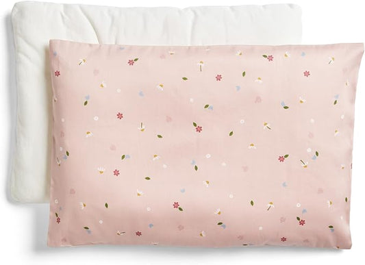 ergoPouch Organic Toddler Pillow and Cover – Low-Profile 1" Design for Proper Neck Alignment, Soft & Durable GOTS-Certified Cotton, Machine Washable, Breathable & Gentle on Skin (Daisies)