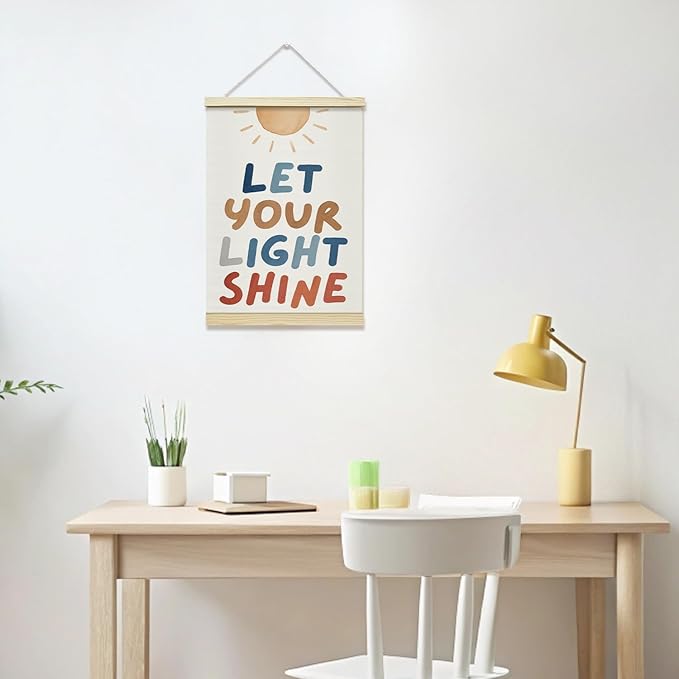 TRKAE Christian Nursery Canvas Poster Hanger Frame, Let Your Light Shine Wall Art for Kids, Sunshine Wall Decor for Classroom Preschool Bedroom -039