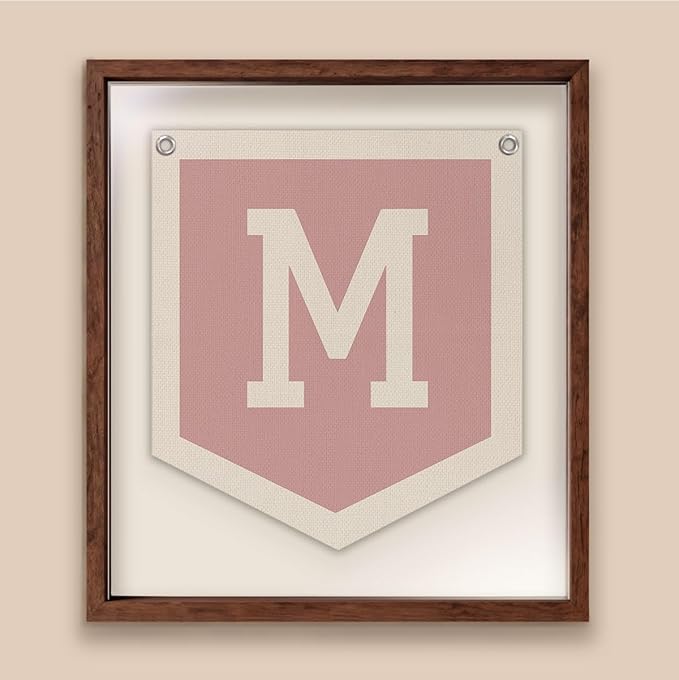 Lacama Pink Initial Personalized Preppy Banner, Baby Shower Decor Gifts, Wall Decor for Women Teen Girl, Vintage Room Decor Toddler Room Bedroom Playroom Front Door Birthday Gift(M)