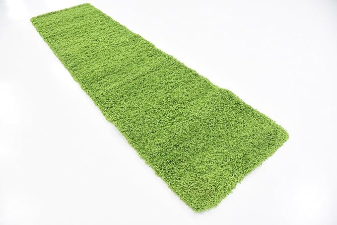 Unique Loom Solid Shag Collection Area Rug (2' 7" x 10' Runner Grass Green)