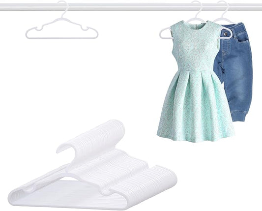 60 Pack White Baby Hangers 12.91 Inch - Kids Non-Slip Clothes Hangers for Infant & Child, Durable Plastic Children's Hangers for Closet, Pants, Coats, Skirts