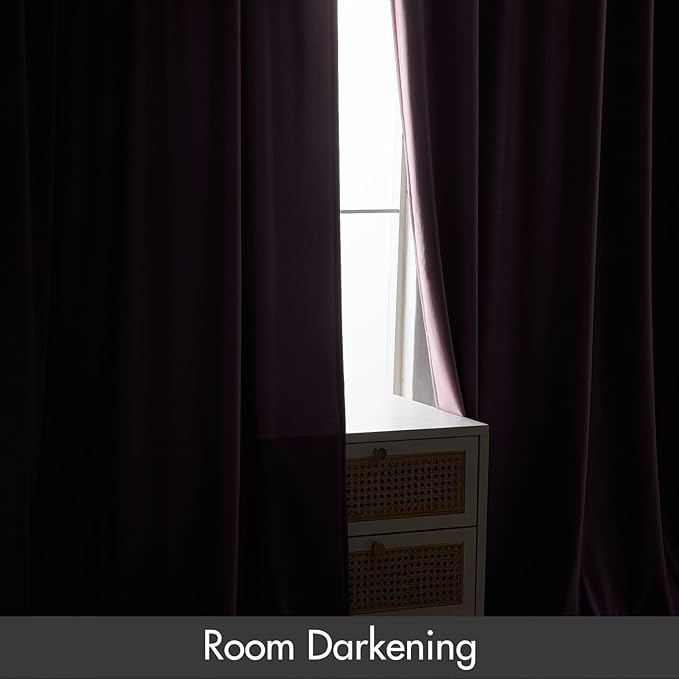 MIULEE Lavender Velvet Curtains Thermal Insulated Blackout Curtain Drapes for Bedroom Living Room Darkening 96 Inches Long Curtains Panels Rod Pocket Set of 2