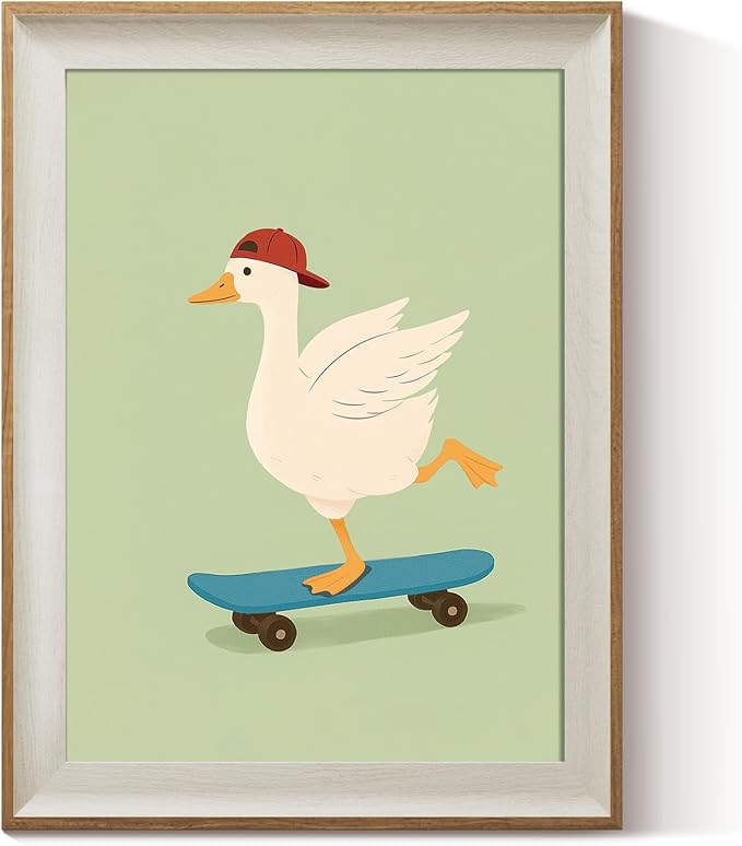 ARPEOTCY Framed Canvas Wall Art, Skater Goose