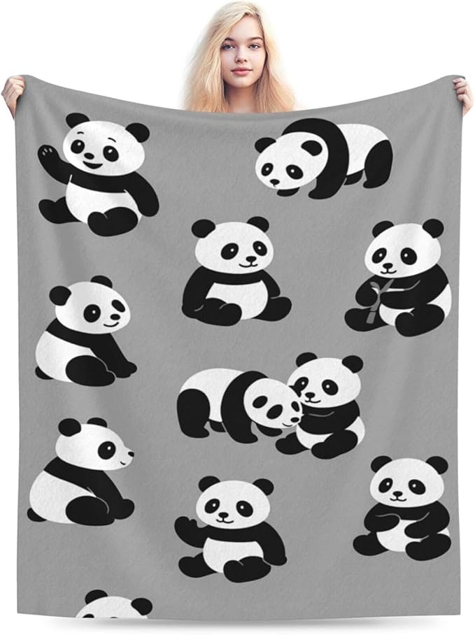 Panda Blanket Cute Panda Fleece Throw Blanket Soft Cozy Warm Fuzzy Plush Super Plush Stuff Animal Bedding Toddler Nursery Baby Blankets Gifts for Boys Girls Kids Adult Men Women 40"X50"