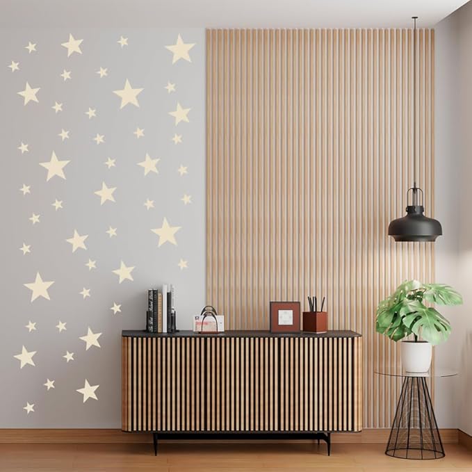 Wall Decals for Kids Room (Beige, Mix Star 155 Pcs)