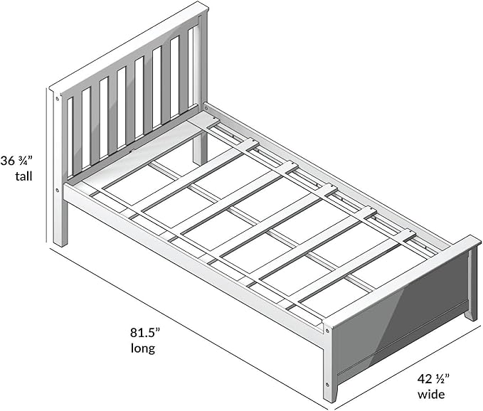 Max & Lily Twin Bed Frame with Slatted Headboard, Solid Wood Platform Bed for Kids, No Box Spring Needed, Easy Assembly, Clay