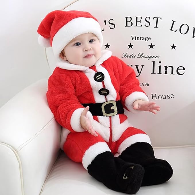 Baby Santa Costume Toddler Christmas Dress Up Romper 1-60months