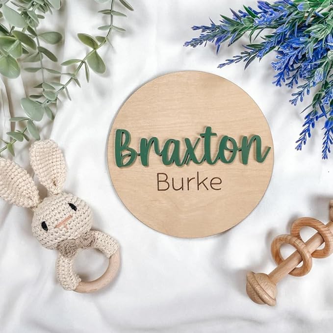 Personalized Wooden Baby Name Announcement Signs, Custom Baby Name Sign, Birth Announcement And Footprint Sign For Hospital, Baby Girl Or Boy, Welcome Signs, Baby Arrival Sign, Baby Shower Gifts /4