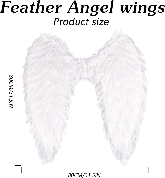 THARAHT Feather Angel Wings with Adjustable Elastic Strap Suitable for Photography Role Playin