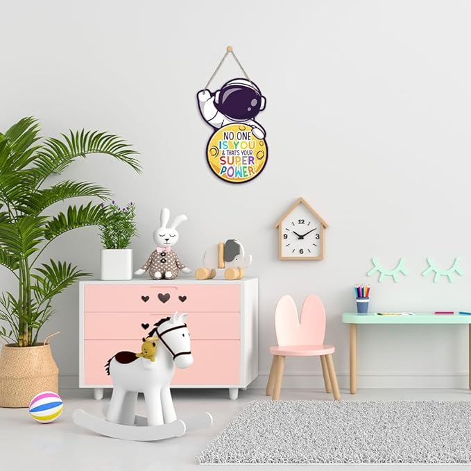 Space Decor for Boys Room Space Themed Bedroom Decor Space Astronaut Door Sign Inspirational Quote No One is You and That is Your Super Power Hanging Decor for Boys Room Nursery Playroom Wall Decor