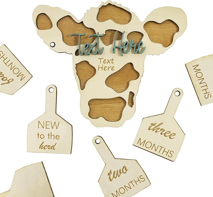 Personalized Cow Baby Name Sign – Custom Birth Announcement Tag for Newborns, Cute Farm Animal Nursery Decor, Unique Shower Gift for Boys & Girls